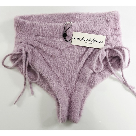 For Love and Lemons • NWT Lilac Lavender Fuzzy Cozy Mini Shorts - Picture 3 of 8